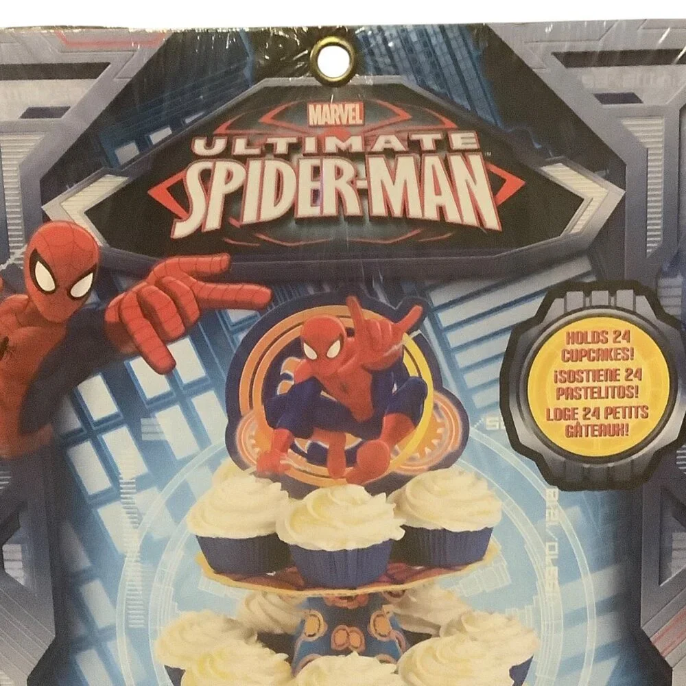 Marvel Spider-Man 3-Tier Cupcake Stand Holds 24 Cupcakes 11.75
